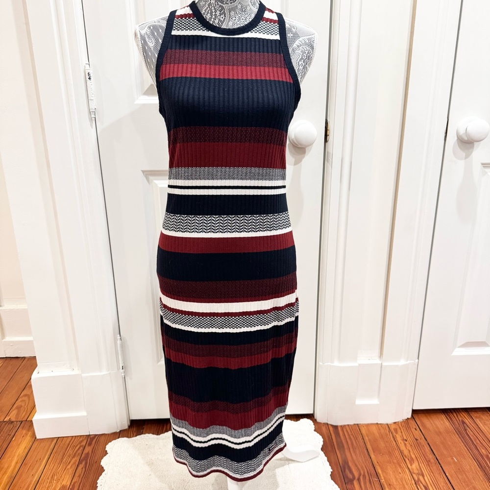Ribbed Striped Maxi Dress by Superdry Size 12 Preppy Festival Beach